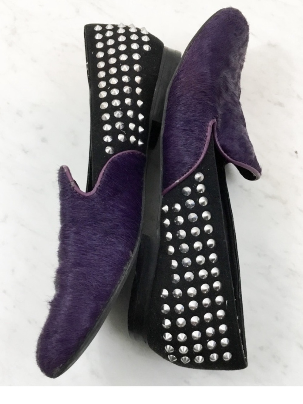 Kelsi Dagger Francie Calf Hair Studded Loafer Flat, 8